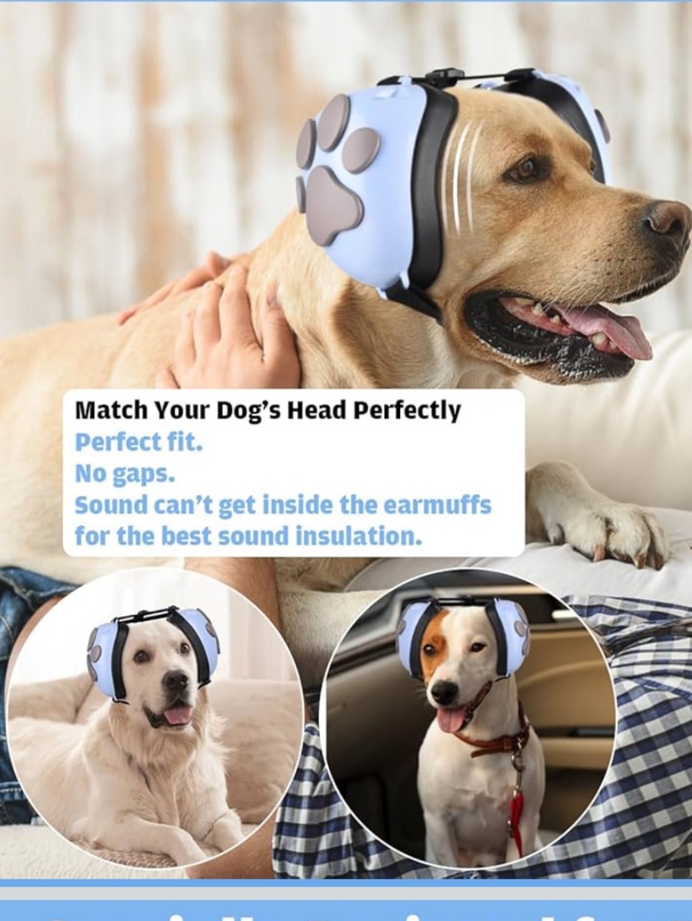 Dog Ear muffs noise protection cancellation reduction  Small blue calms anxiety.